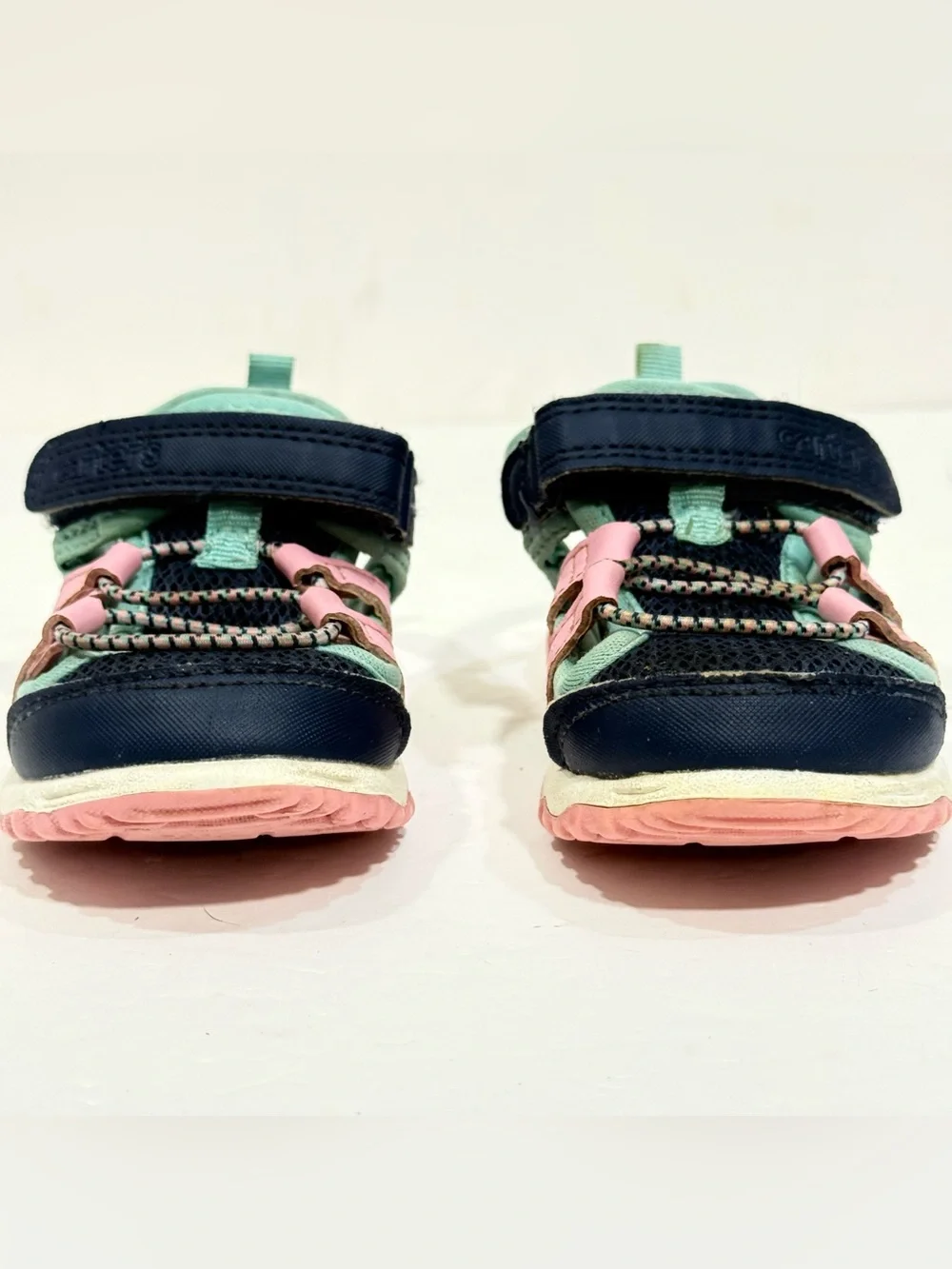 Carter's Navy Pink Aqua Kids Sport Sandals Water Shoes Size 6 Toddler Easy Pleas